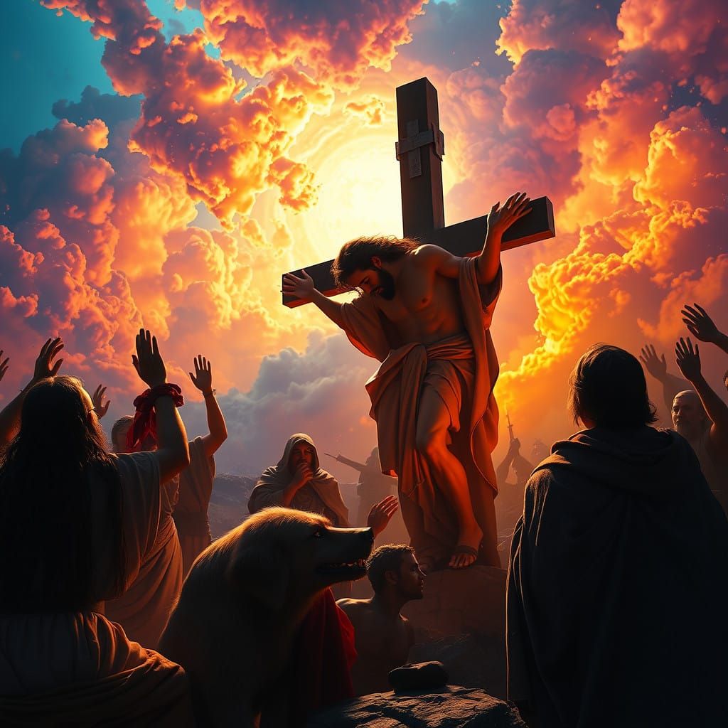 The Passion of The Christ in Vibrant Matte Painting Style