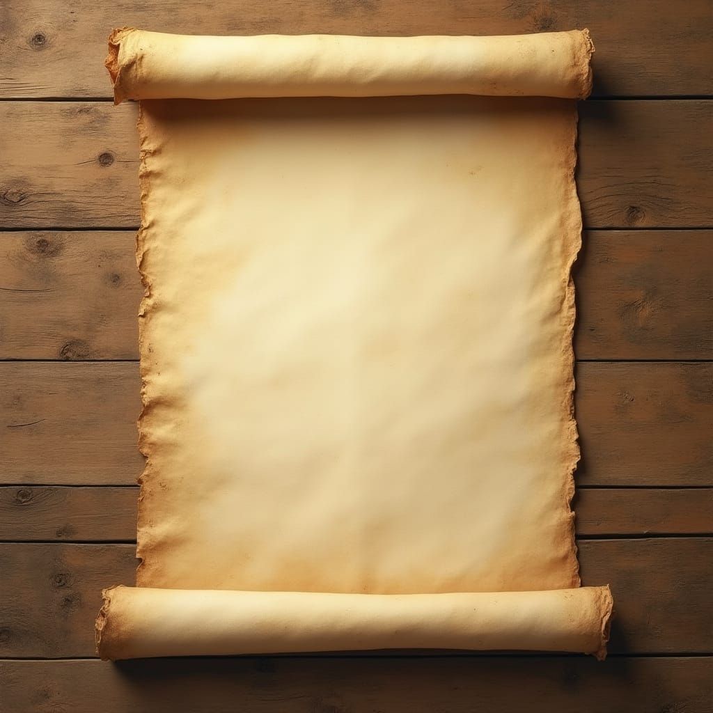 Medieval Manuscript Scroll in Warm, Beige Tones