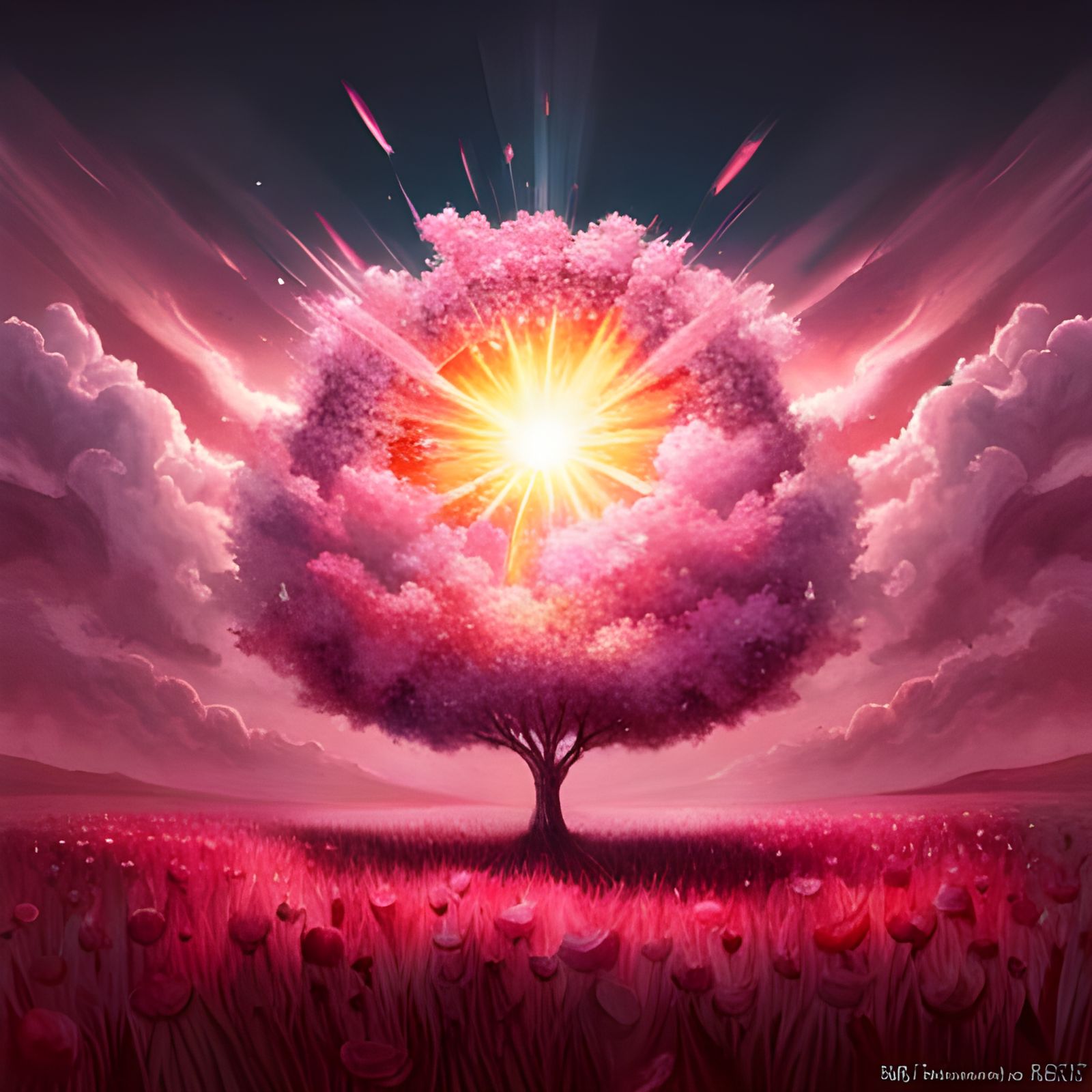 Cherry Tree Big Bang Watercolor Painting