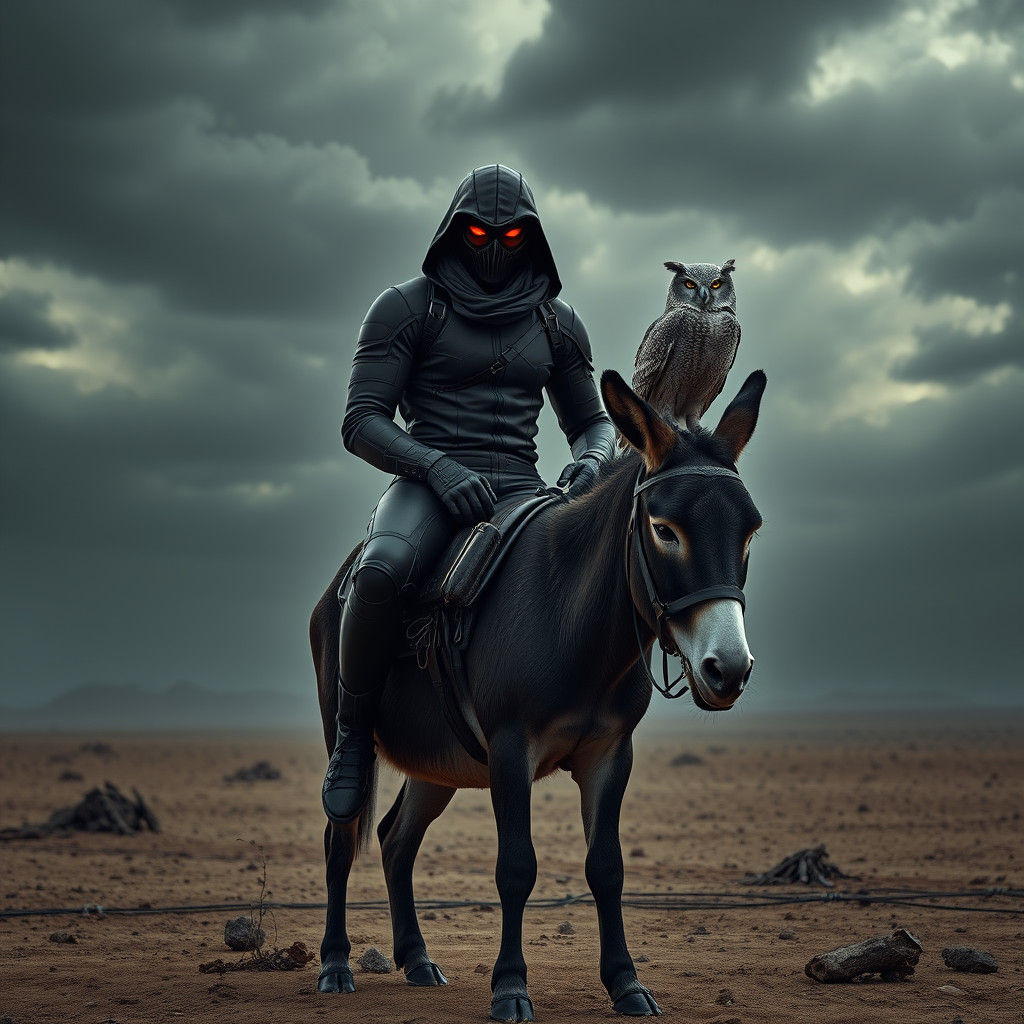 Brooding Hacker in Wasteland, Hyper-Realistic Digital Art