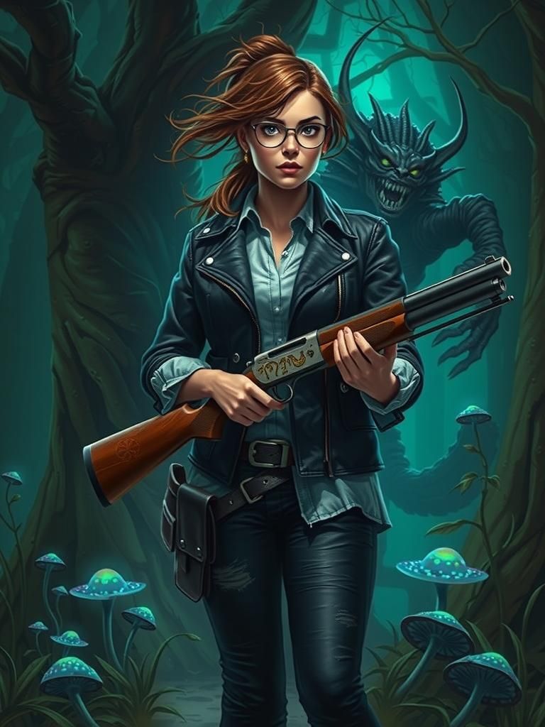 Female Monster Hunter in Mystical Forest