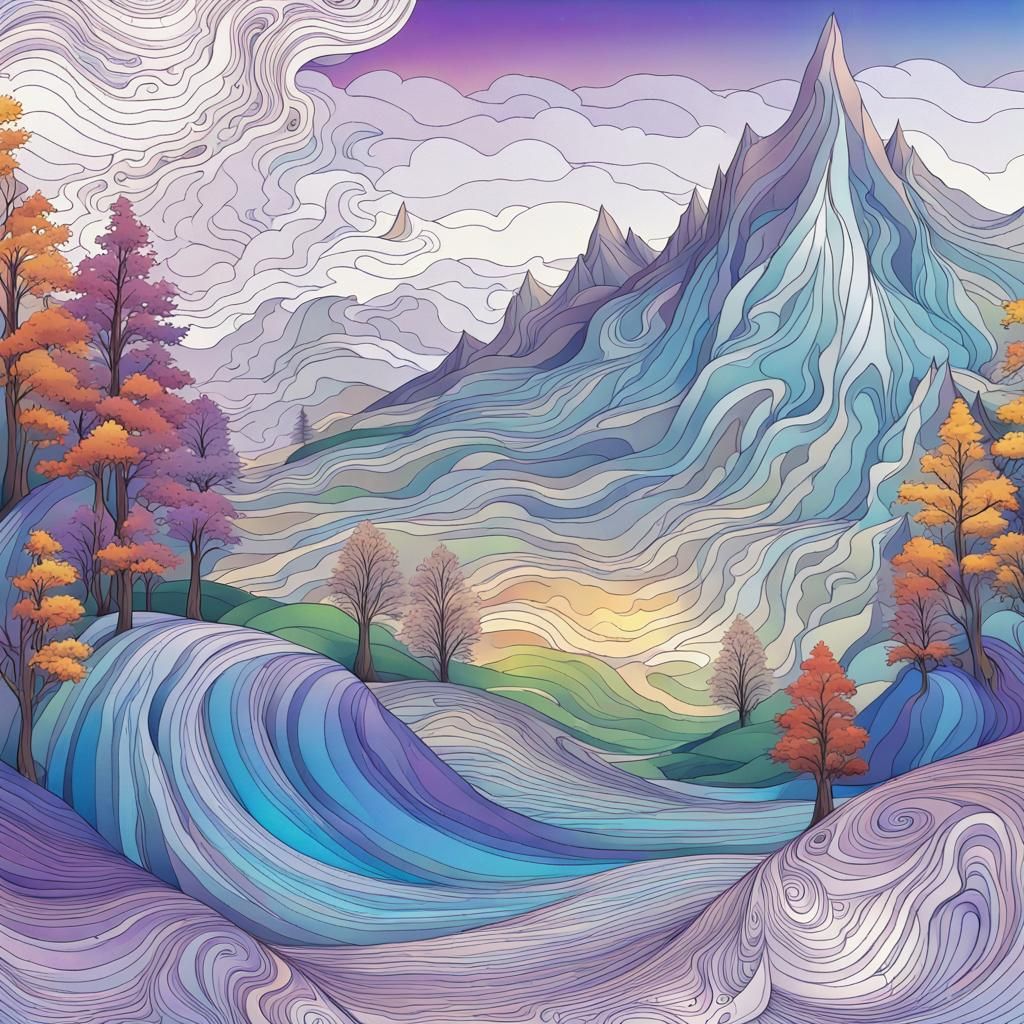 Mountain Valley Stream with Autumnal Colors