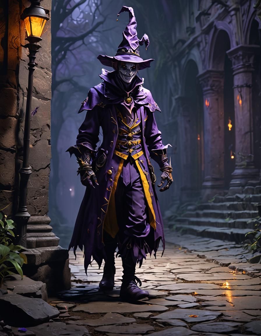 Creepy Jester in Dark Gothic Fantasy Art