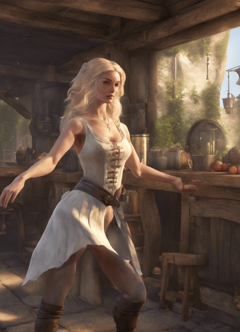 Blonde Woman Dancing at Old English Tavern