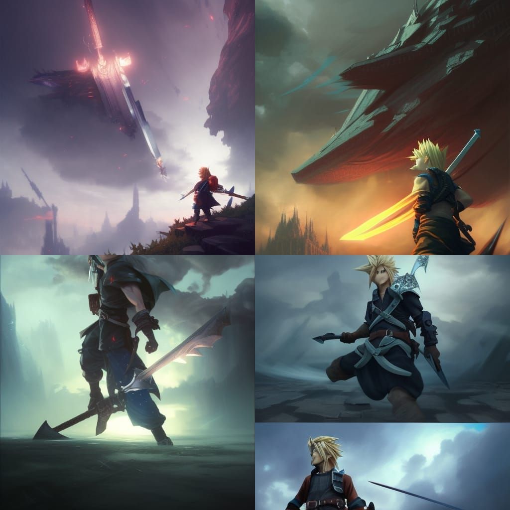 Cloud Strife vs Link: Dark Fantasy Concept Art