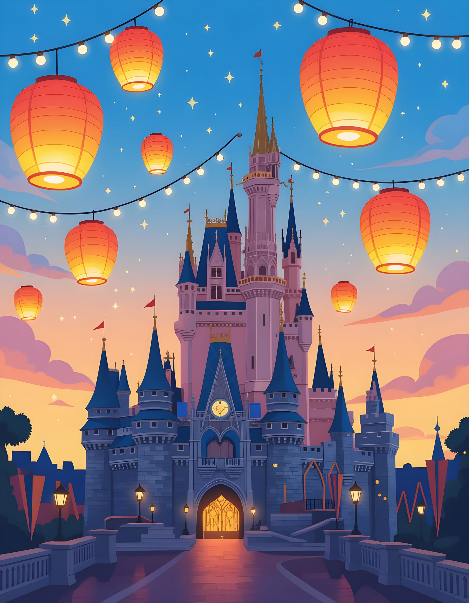 Paper Lantern Festival at Disney Castle