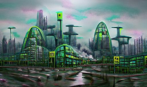Dystopian Alien City: A Futuristic Industrial Landscape