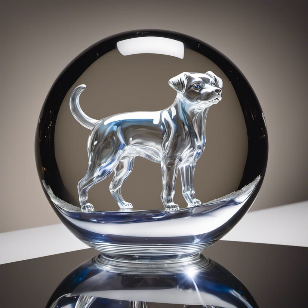 Glass-Blown Puppy Encased in a Glass Sphere