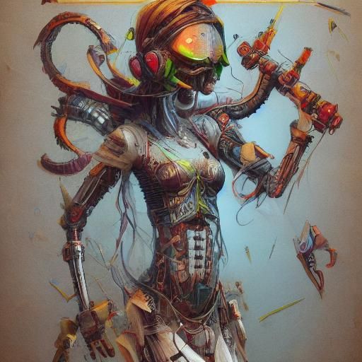 Cyborg Dragonfly Girl Flies Through Space
