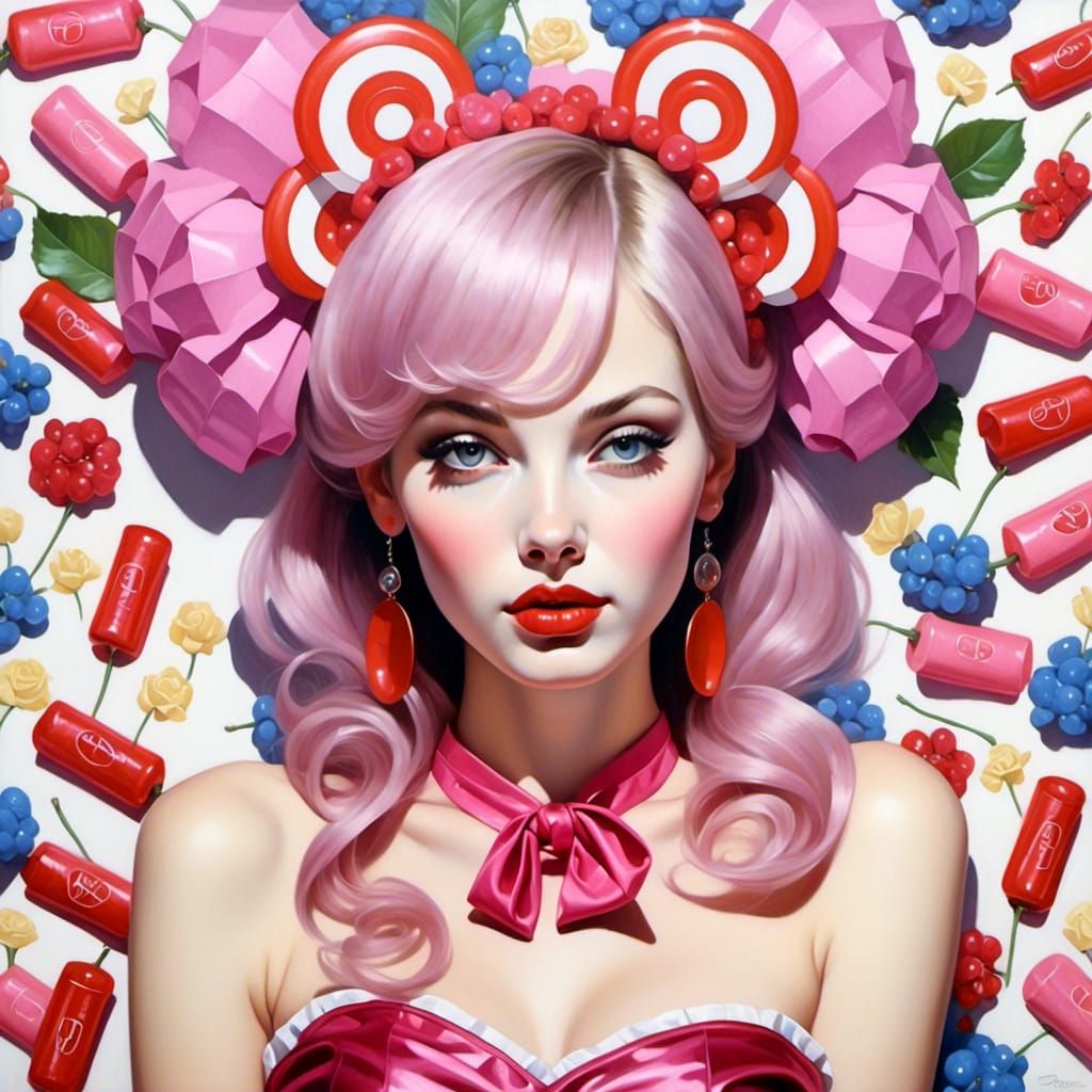 Candy Girl Portrait in Sweet Art Style