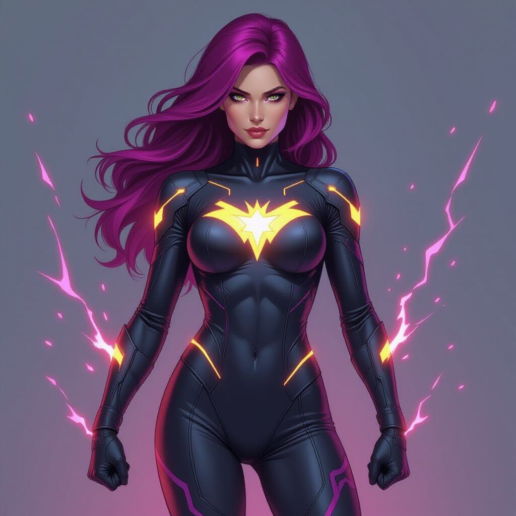 Superhero in Sleek Bodysuit with Energy Lines