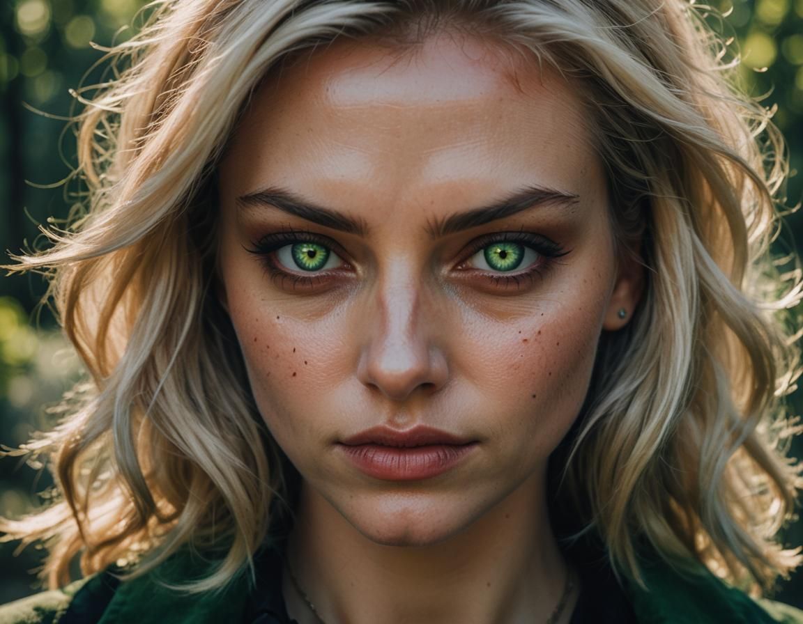 Cinematic Portrait of a Blonde Girl with Devil