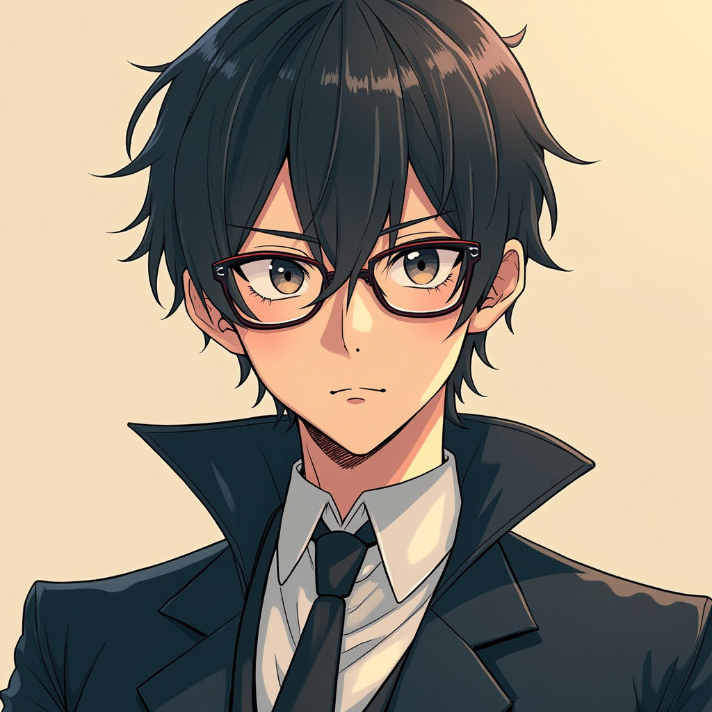 Stoic Colleague in Suit: Anime-Inspired Digital Portrait