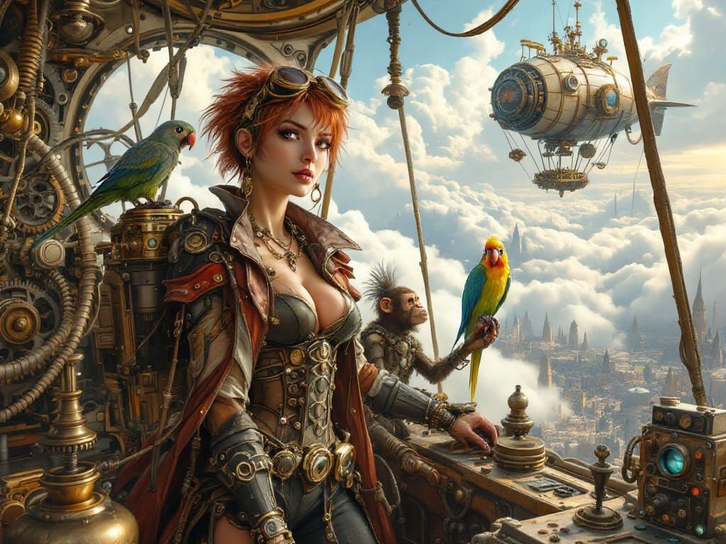 Steampunk Artificer Soars Through the Clouds