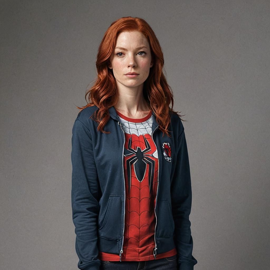 Mary Jane in a Spider-Man Graphic T-Shirt