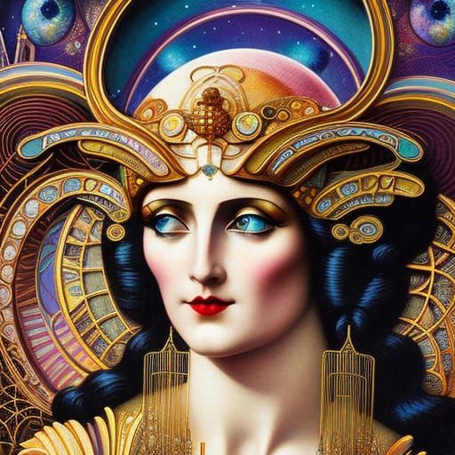 Retrofuturistic Metropolis: Art Nouveau Sci-Fi Illustration