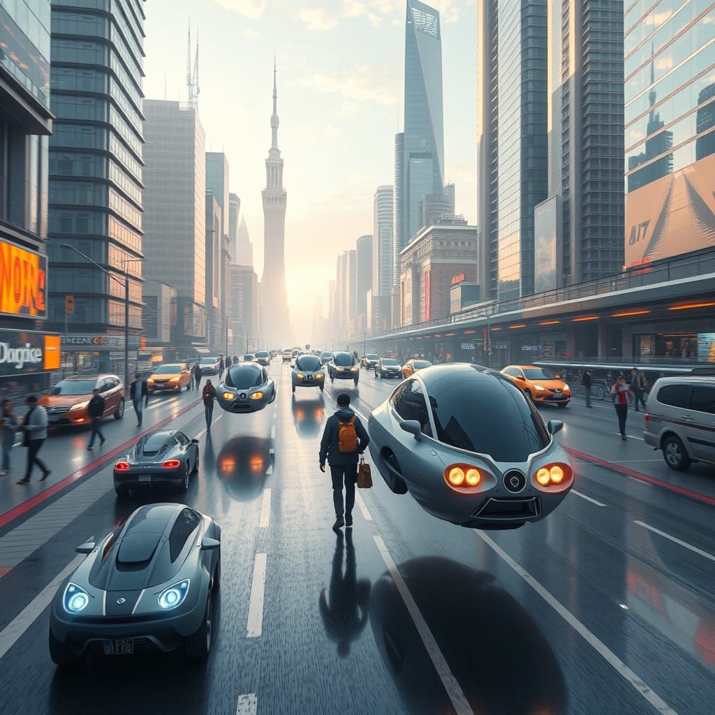 Citizens Thrive in 2040 Futuristic Metropolis