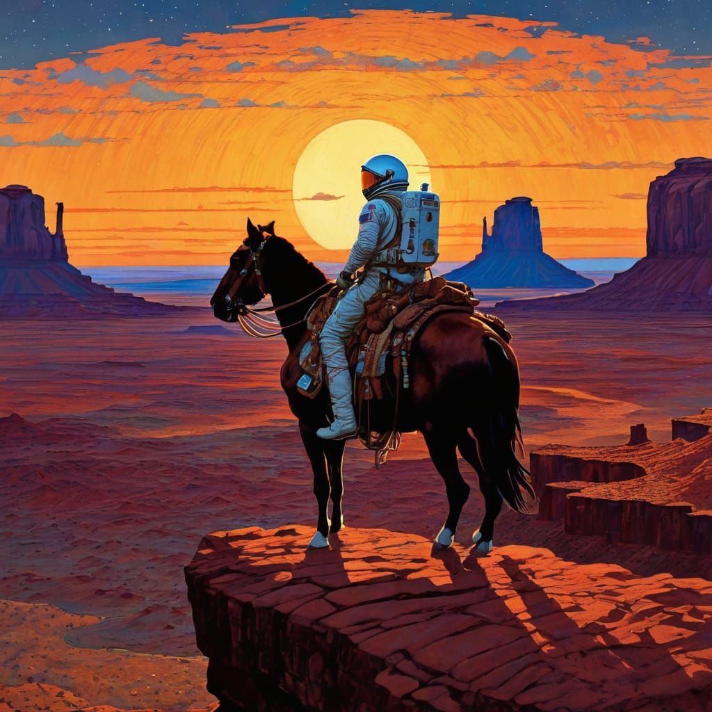 NASA Astronaut Cowboy riding the range, Monument Valley, at ...
