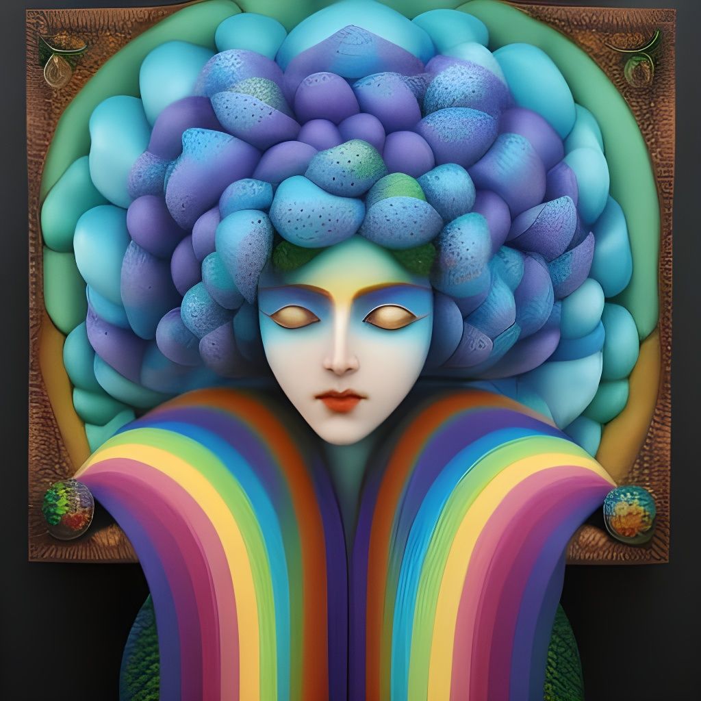 Rainbow Textile Art in Surreal Style