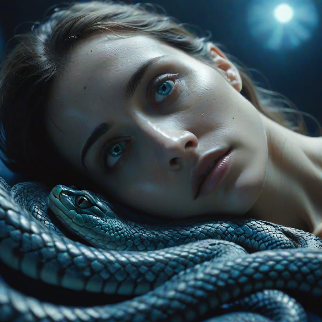 Woman with Spectral Serpent in ICU Bed