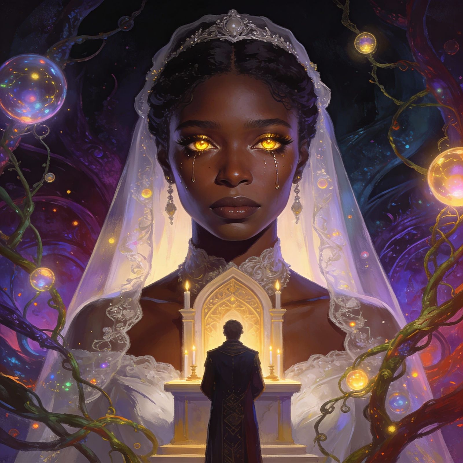 Fantasy Art: Bride Weeping at Wedding Altar