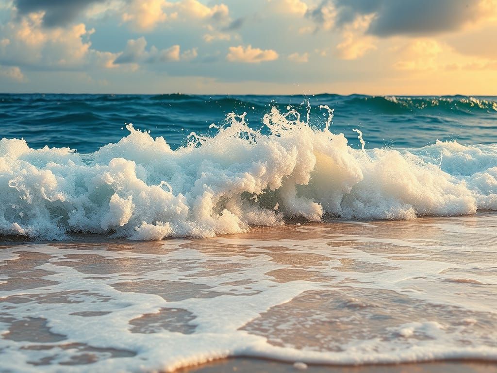 Turquoise Sea with Pearl Foam: Splash Art