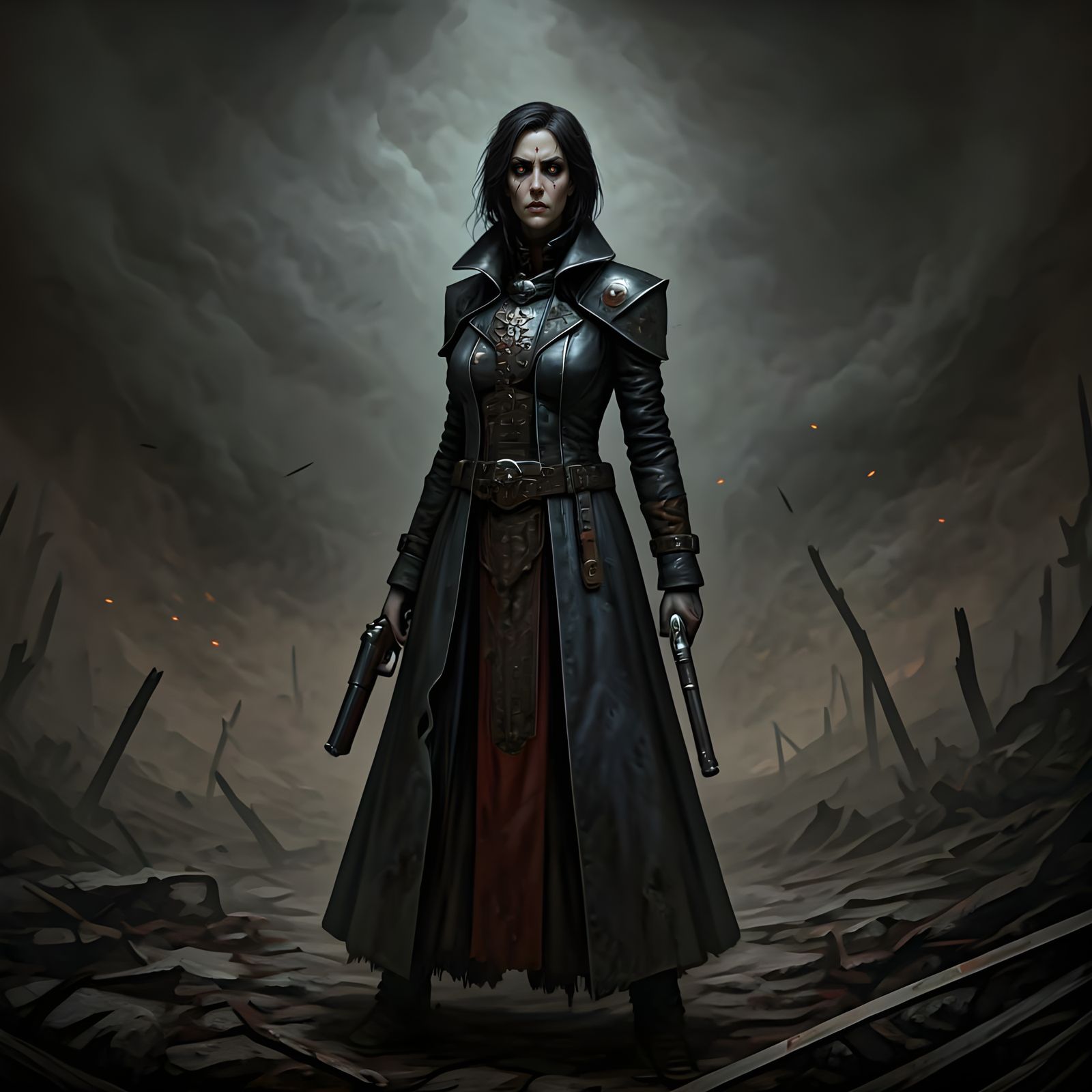 Female Inquisitor in Grim Warhammer 40K Style