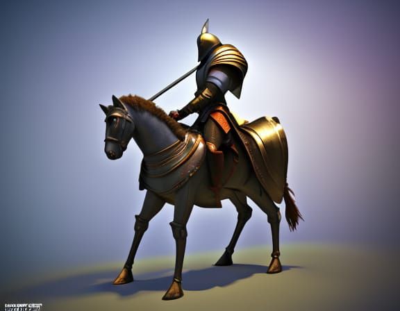 Medieval Knight on Horseback: 3D Digital Art