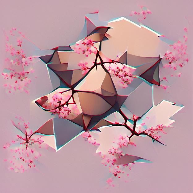 Geometric Cherry Blossom Illustration