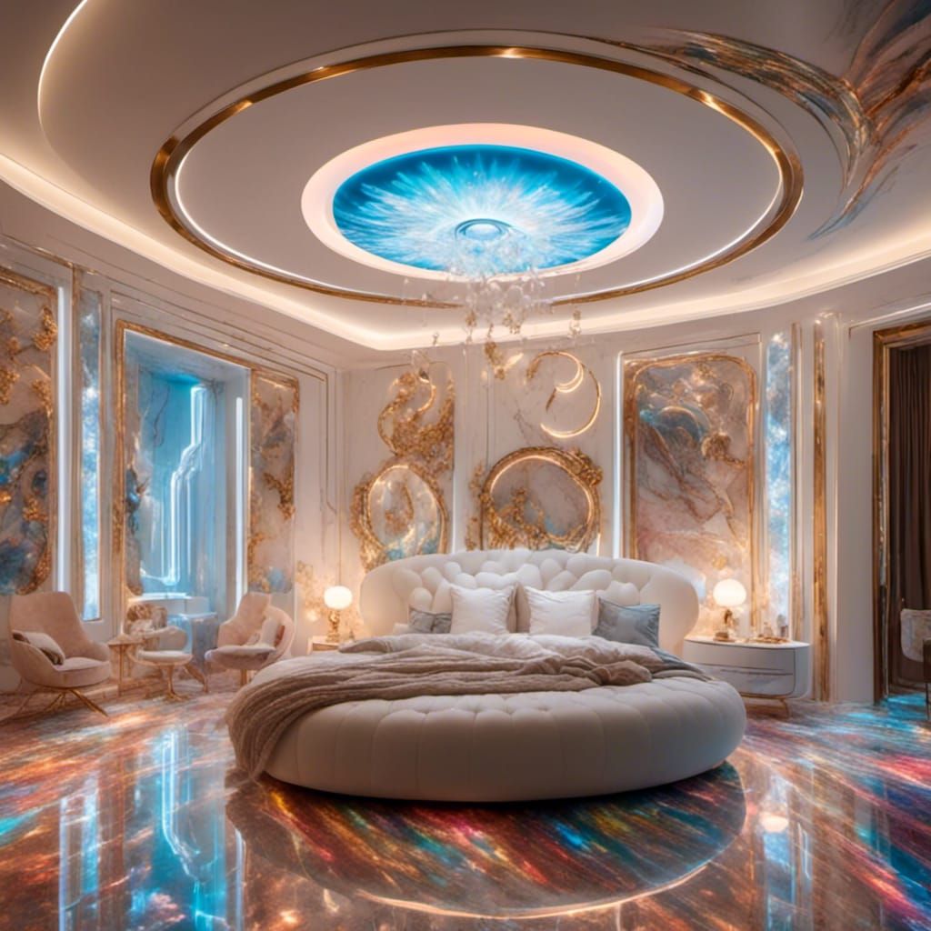 Renaissance Stone Bed with Rainbow LED Lighting