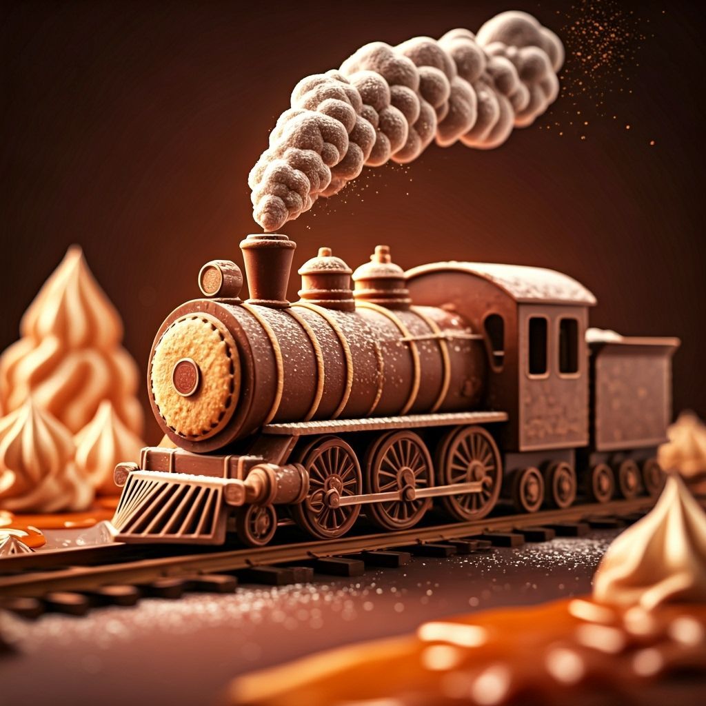 Chocolate Steam Train in Dessert Landscape