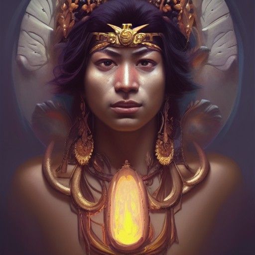 Milu, Hawaiian God of Death: Detailed Digital Portrait