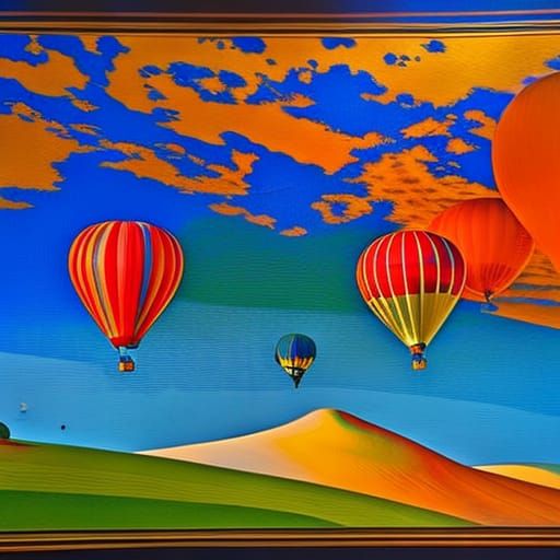 Hot Air Balloons in Surrealist Style