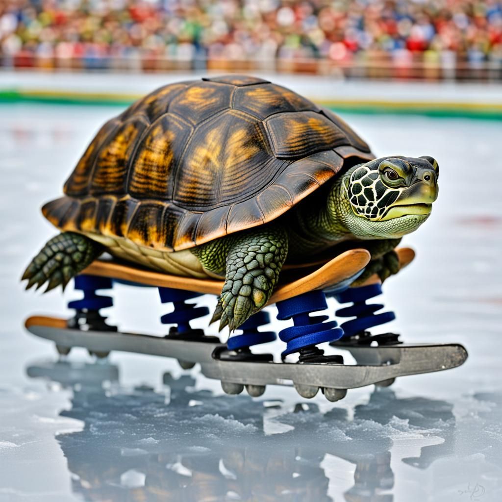 Turtle Ice Skating: A Whimsical Scene