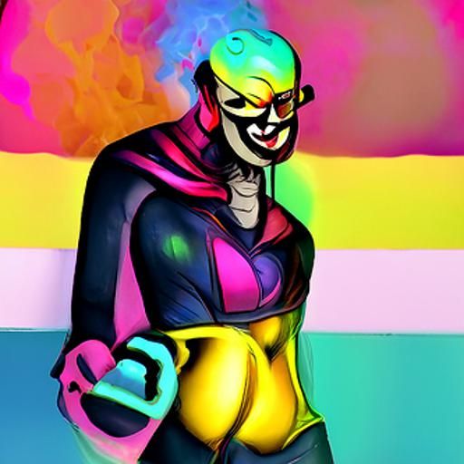 Colorful Pansexual Supervillain in Comic Art Style
