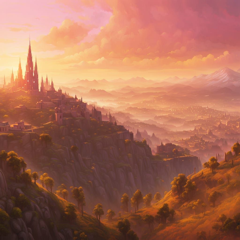 City of Hope: Vibrant Oil Painting Landscape