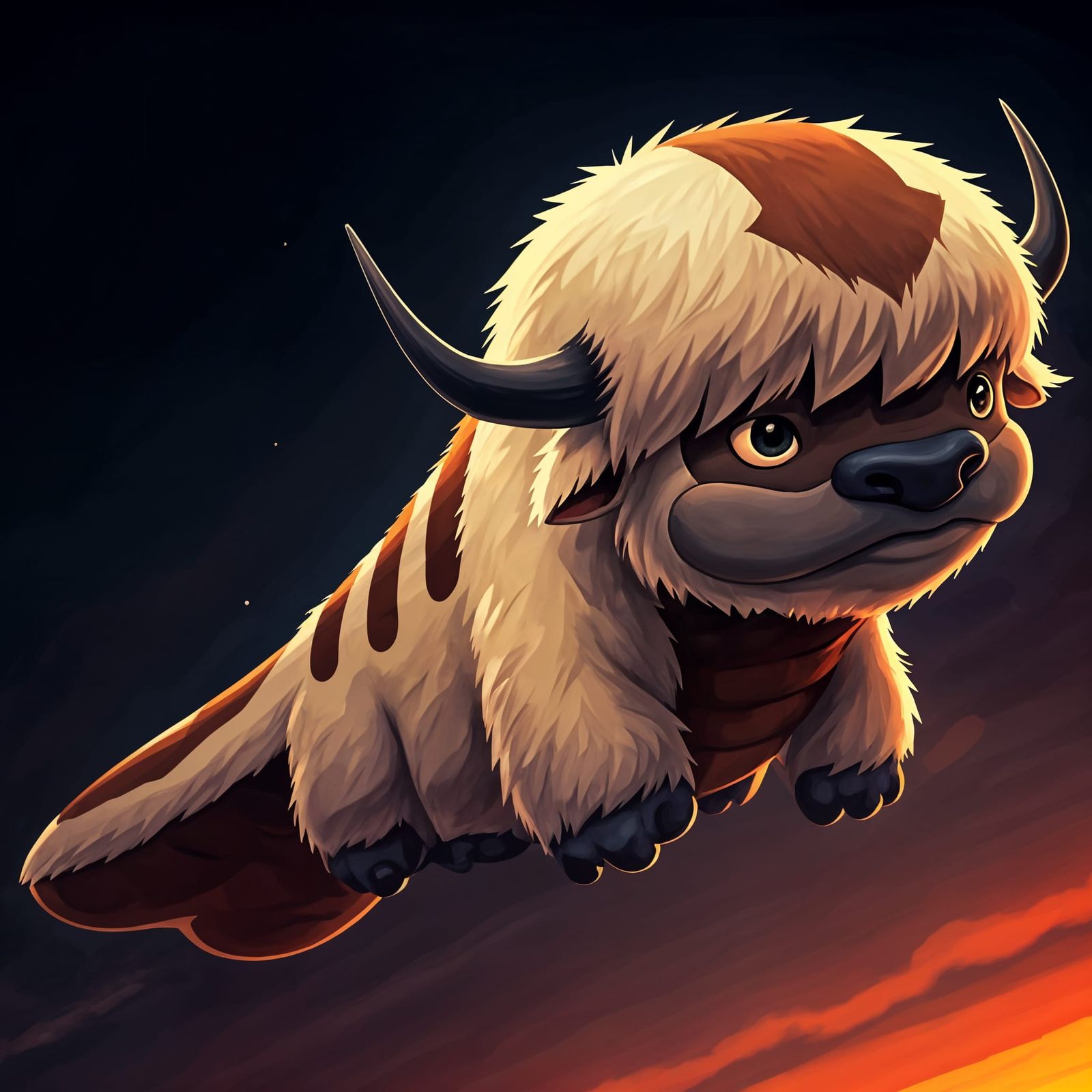Flying Bison Appa Masterpiece in Anime Style