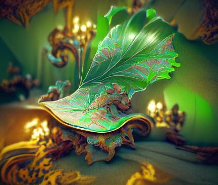 Rococo Leaf Form Brought to Life as Psychedelic Art
