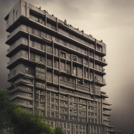 Dramatic Soviet Concrete Apartment Building