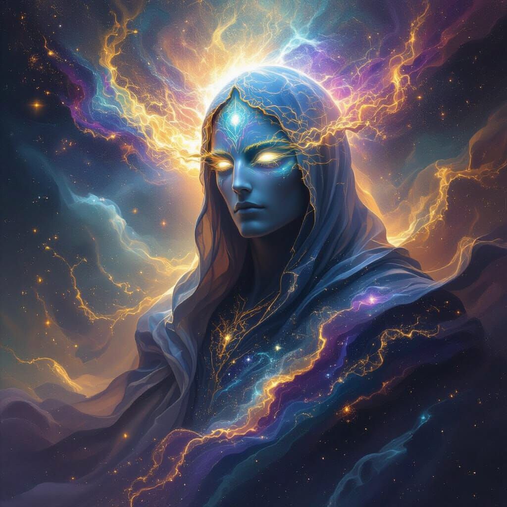 Supreme Deity Radiates Ethereal Multicolored Glow