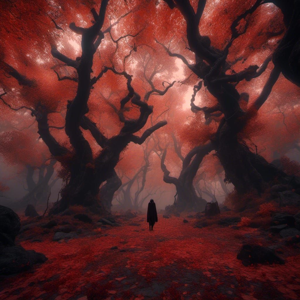 Autumn Forest of Absent Vampires: Hyperrealistic Image