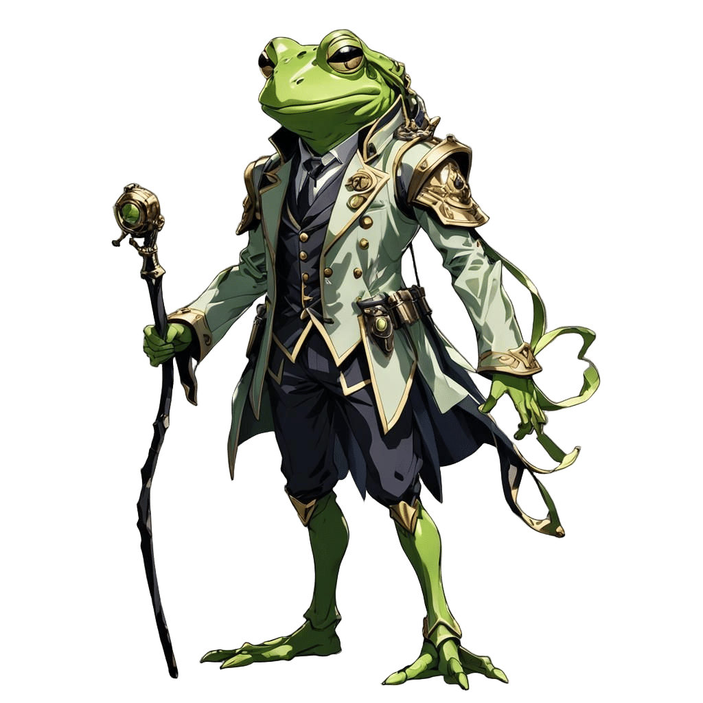 Anime Frog Person Overlord with Staff Portrait