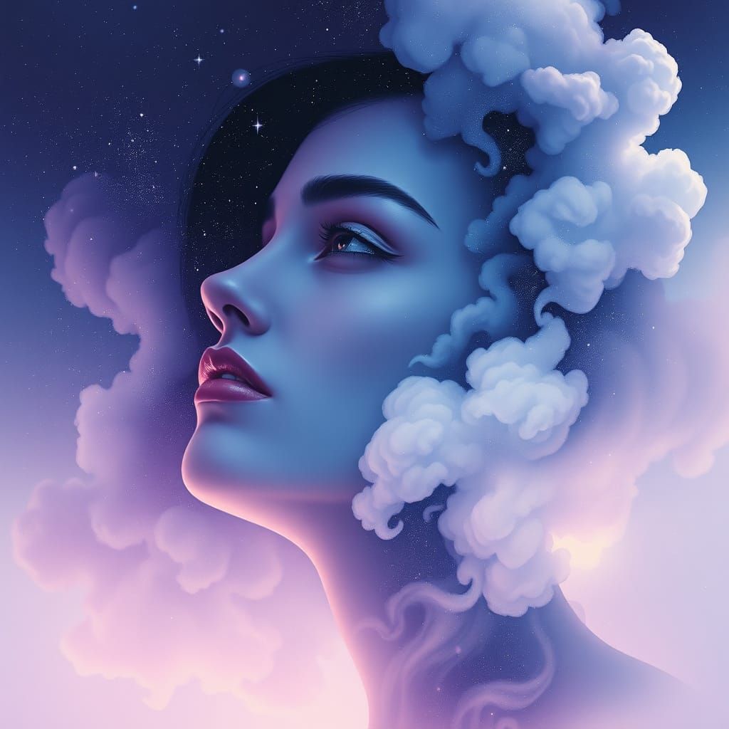 Ethereal Stardust Portrait in Cosmic Gradients