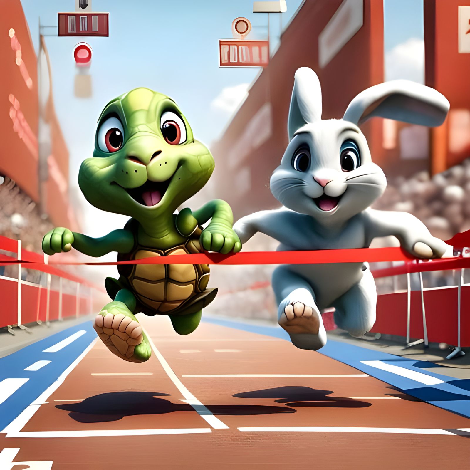 Bunny and Turtle Tie Foot Race