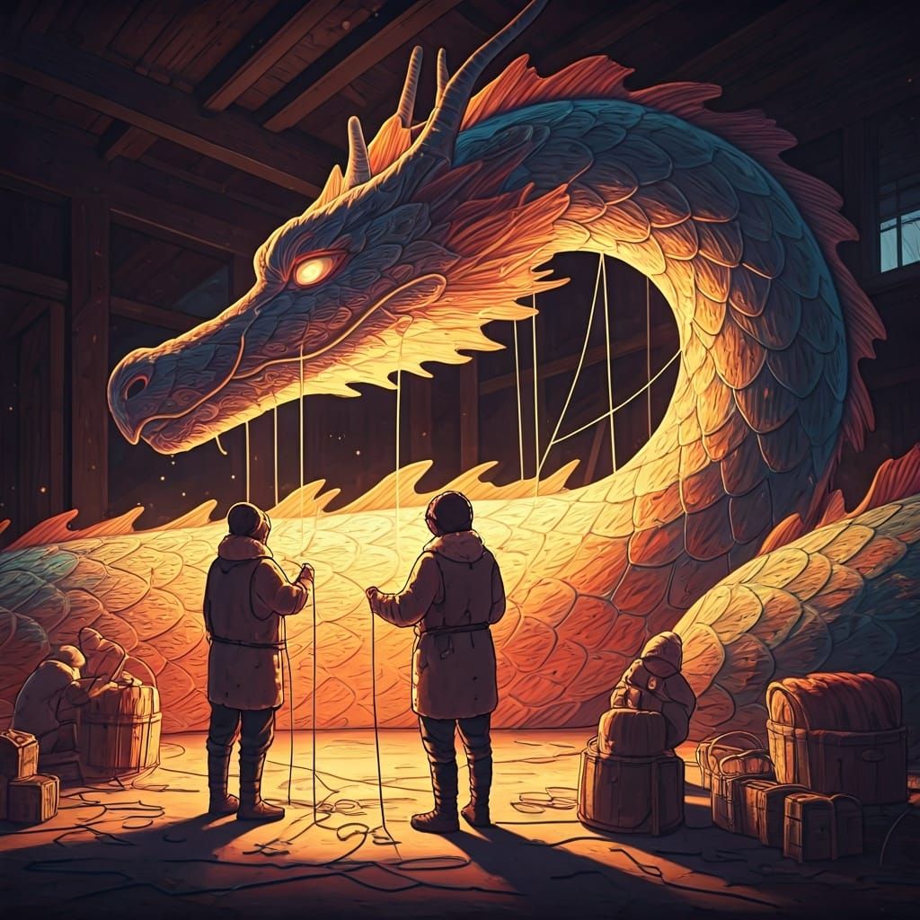 A dragon made of yarn