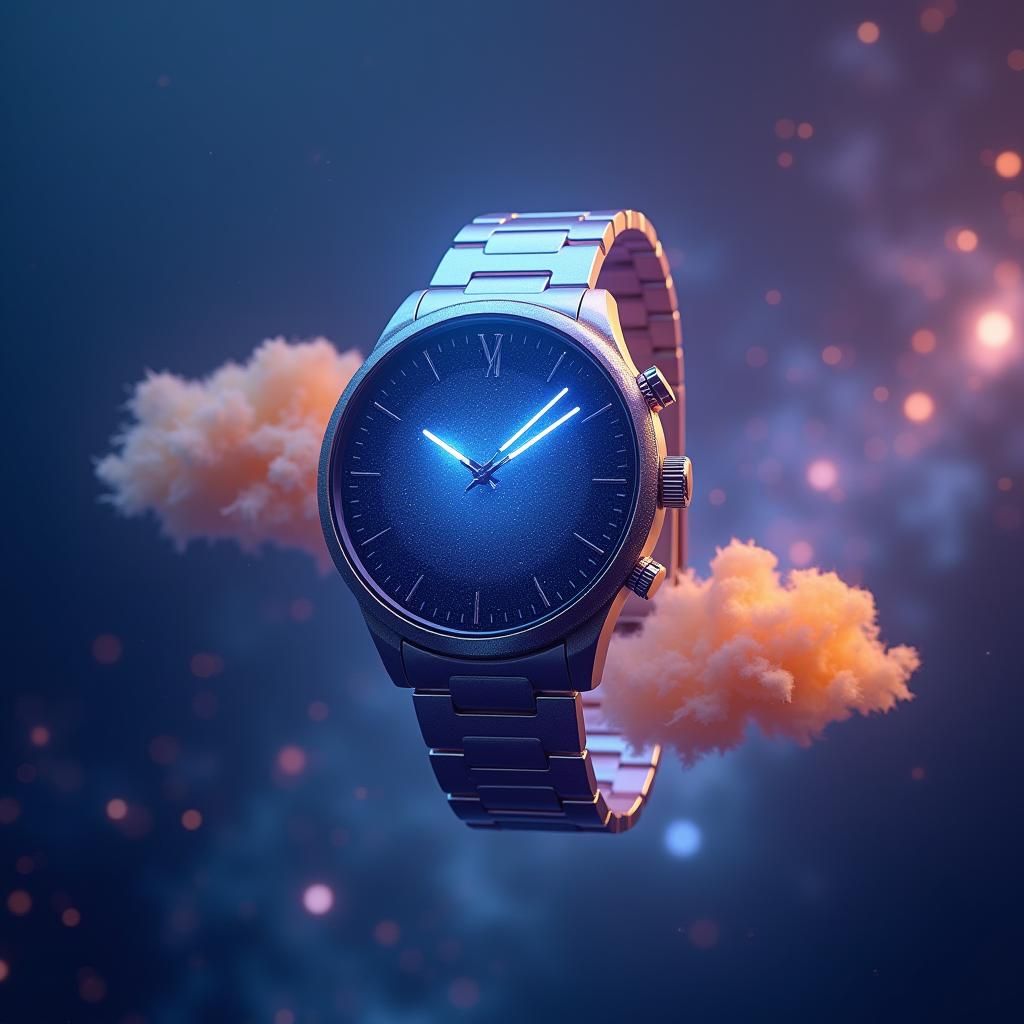 Ethereal Smartwatch with Nebula Backdrop