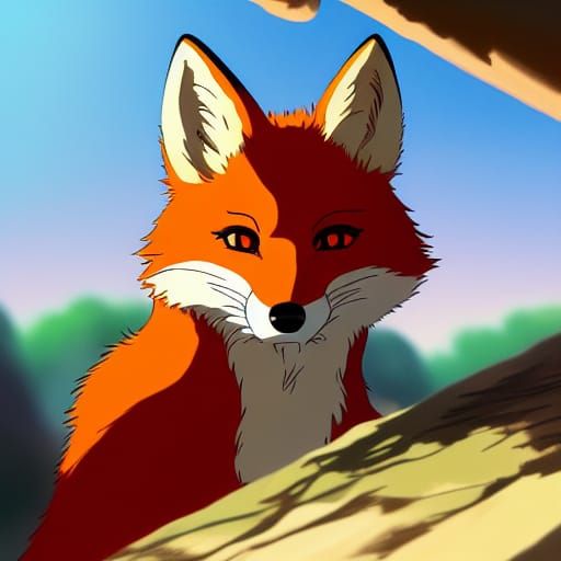 Anime Fox in Studio Ghibli Style