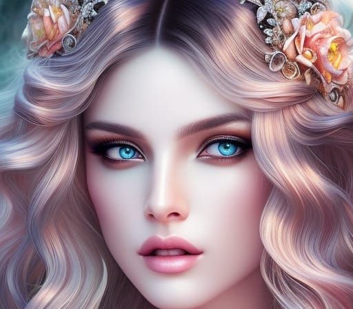 Detailed Snow Queen Portrait in Digital Art Style
