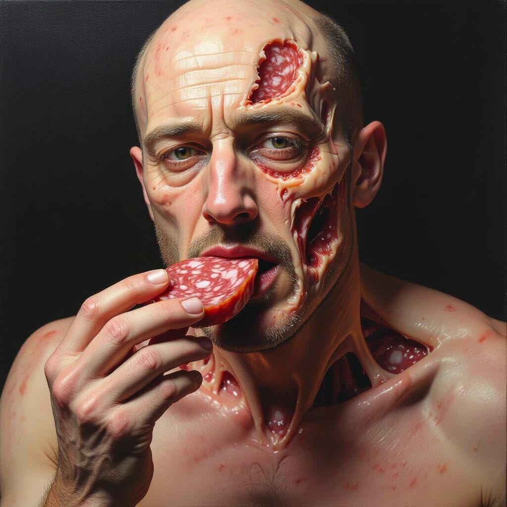Surreal Salami Man: A Grotesque Beauty