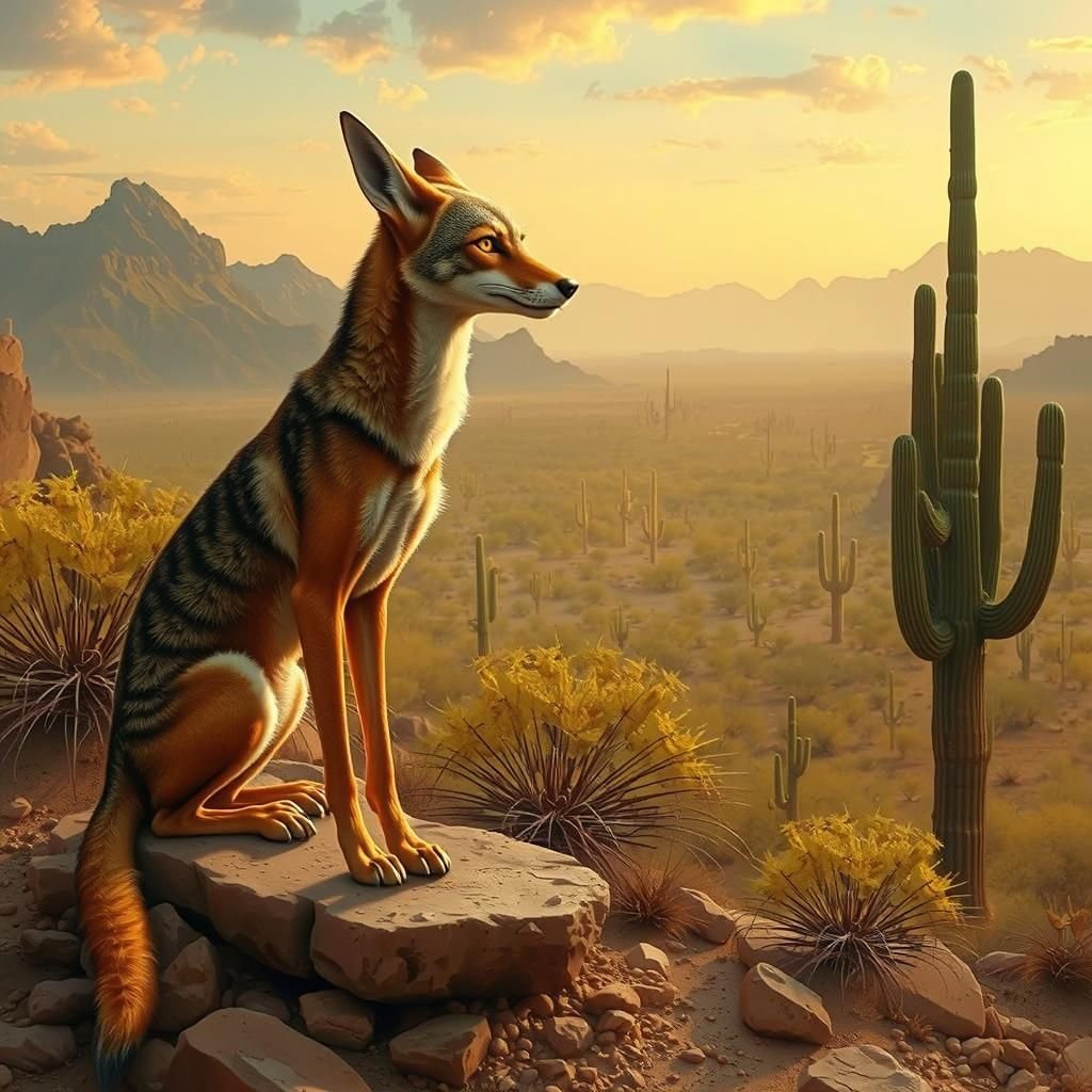 Coyote in Arizona Desert Matte Painting